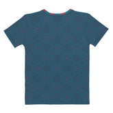 Woman wearing Floral Fantasy patterned crewneck t-shirt